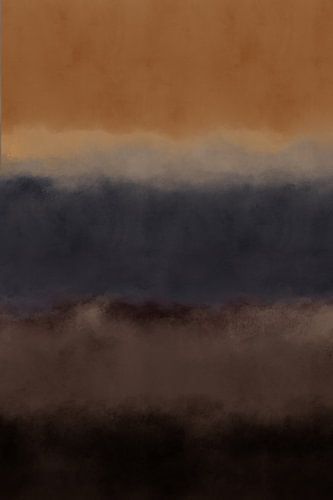 Abstracte Horizon in oker, blauw, bruin.