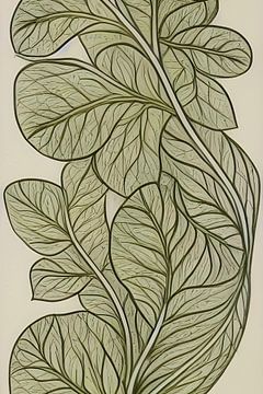 Botanische print mosgroen van Lily van Riemsdijk - Art Prints with Color