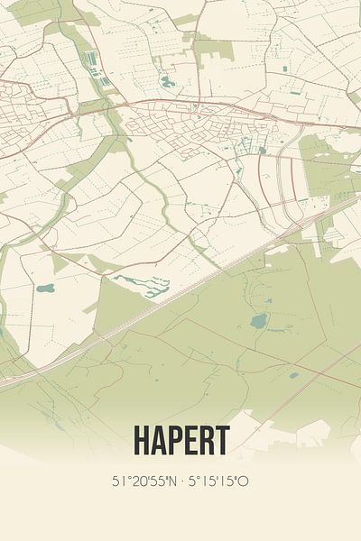 Alte Karte von Hapert (Nordbrabant) von Ortsdrucke