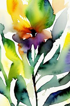 Kleurrijke abstracte aquarel bloem van Tiny Treasures