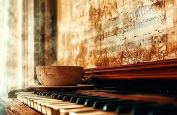 Koffie en piano in een nostalgische sfeer van Frank Heinz