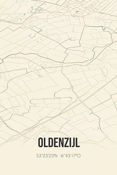 Vintage landkaart van Oldenzijl (Groningen) van Rezona