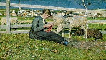 Meisje dat breit, Giovanni Segantini...