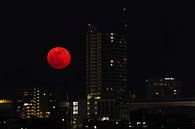 Rode maan boven de brug  van Ronald George thumbnail