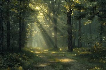 Morgenlicht im Wald von Egon Zitter