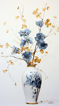 Trockenblumen in einer Kintsugi-Vase von Gelissen Artworks