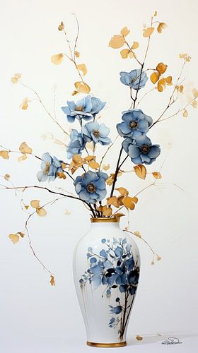 gedroogde bloemen in een Kintsugi vaas