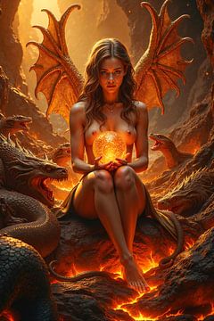 SERAPHYRA - Die junge Drachenmutter mit einem glühenden Drachenei von INFERAURUM