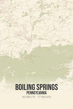 Vintage landkaart van Boiling Springs (Pennsylvania), USA. van Rezona