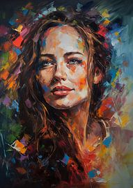 Woman, portrait, oil paint, coarse brushstrokes and palette knife by Jan Bechtum
