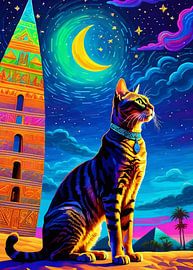 Chat égyptien et obélisque