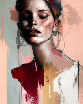 Abstract portrait, combination warm and pastel