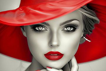 femme avec chapeau rouge sur Egon Zitter
