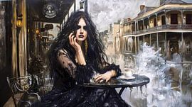 Frau im Café von Frank Heinz