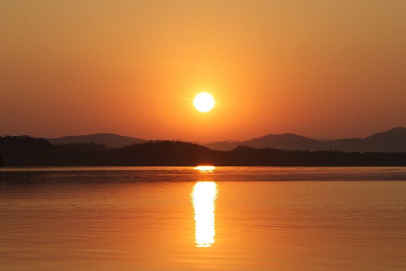 Orange sunrise | landscape | atmospheric Mexico | travel photography print by Kimberley Helmendag