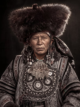 Woman from Mongolia in festive dress (in 1920)