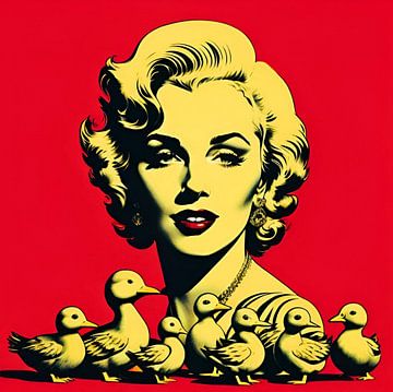 Marilyn Monroe avec des canards jaunes sur Gert-Jan Siesling