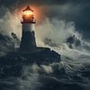 Phare de nuit, phare dans le brouillard d'une tempête de la mer du Nord sur Animaflora PicsStock