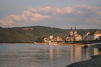 Golden Hour on typical German village on the Rhine