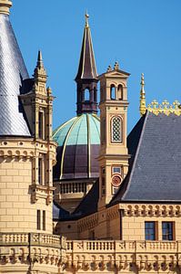 Schweriner Schloss oder Schweriner Burg, Details des Palastschlosses in der Architektur des romantis