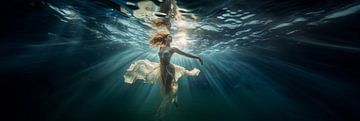 Dansende Vrouw: Poëtisch Ballet Onderwaterfotografie Schilderij van Surreal Media