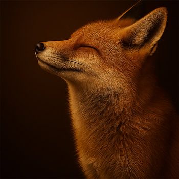 Vos geniet van het zonlicht.