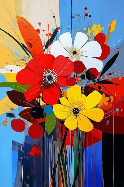 Abstrakte bunte Blumen von ARTemberaubend