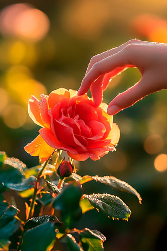 The delicate touch of a rose