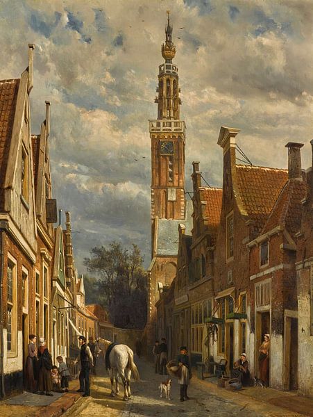 The Carillon tower in Edam, Cornelis Springer by Masterful Masters