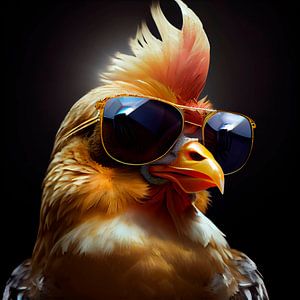 Porträt eines Hahns mit Sonnenbrille. Teil 1