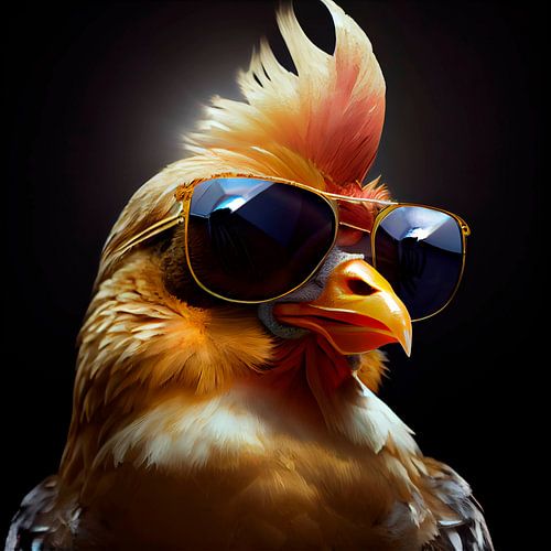 Portrait of a Rooster with Sunglasses. Part 1