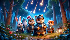 Guardians of the forest under twinkling stars by artefacti