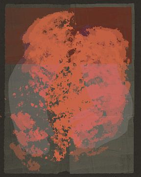 Moderne abstracte kunst. Vormen in oranje, terracotta, bruin. van Dina Dankers