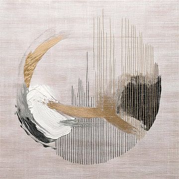 WabiSabi/Japandi Art - Cirkel met structuren  en  lijnen van Studio Pieternel
