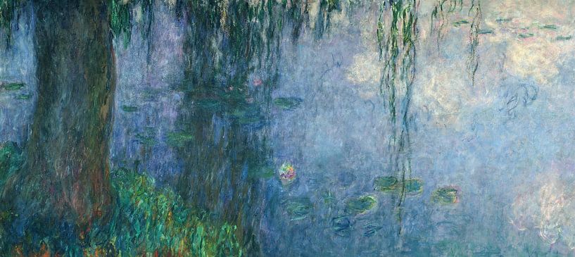 Claude Monet,Water Lilies Morning with Weeping Willows,2 by finemasterpiece