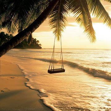 Hangstoel op het strand van Poster Art Shop