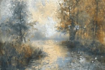 Aube brumeuse - Abstrait Paysage naturel sur Eva Lee