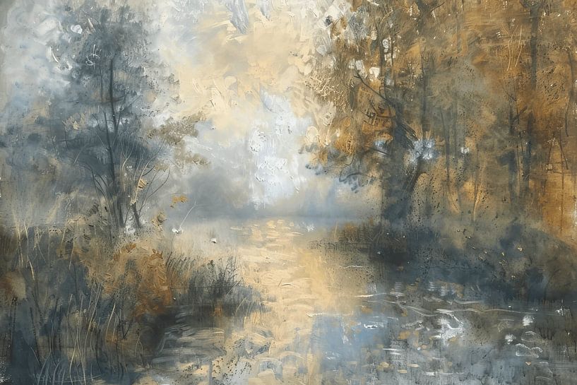 Misty Dawn - Abstract Natural landscape by Eva Lee