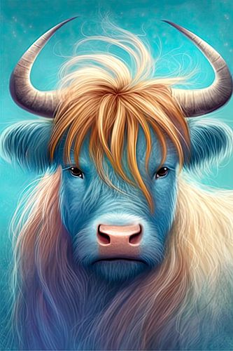 Colourful animal portrait: Bison