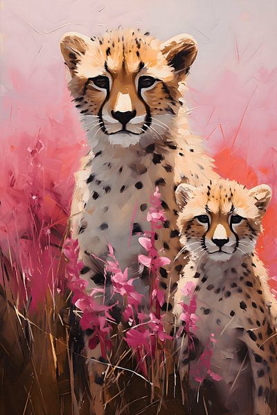 Cheetahs in pink by NJ Midnight Studio