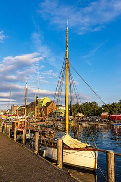 Sailing ships in the museum harbour during the Hanse Sail in Rostock by Rico Ködder