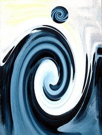 Spiralen und Silhouetten  in Blautönen – Die Geometrie des Werdens 05 von Kerstin Franz