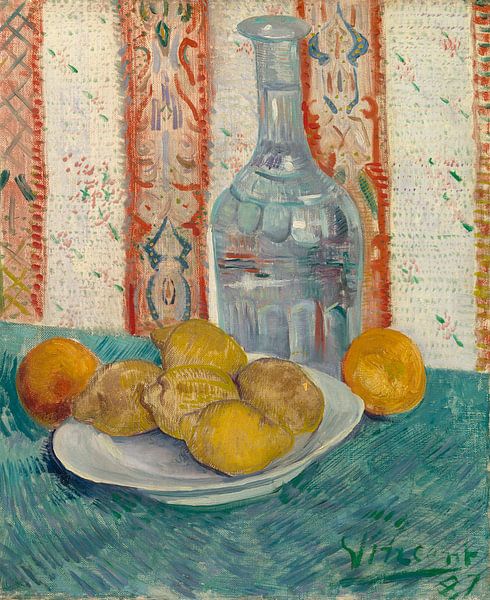 Still Life with Decanter and Lemons on a Plate, Vincent van Gogh by Masterful Masters