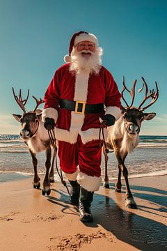 Christmas walk on the beach by Poster Art Shop