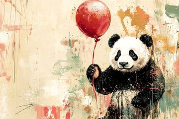 Panda met rode ballon van Imperial Art House