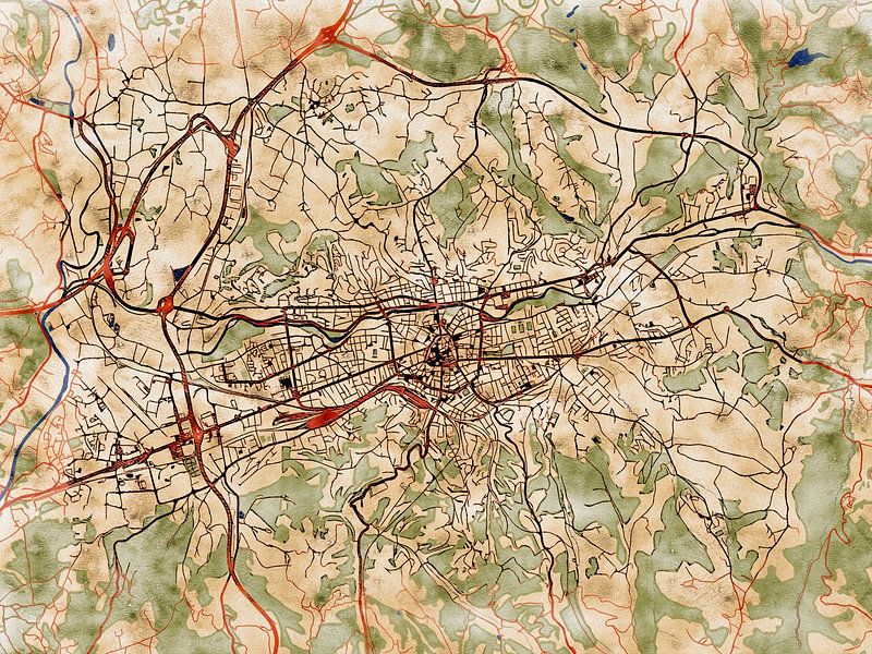 Kaart van Brive-la-Gaillarde in de stijl 'Serene Summer' van Maporia