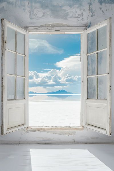 Paysage du lac salé à travers la fenêtre par Poster Art Shop
