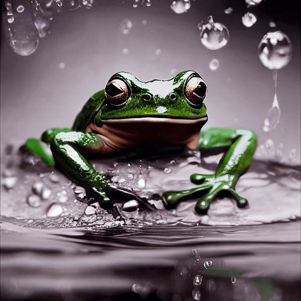 Green frog water drop amphibian close-up nature by gm_designs