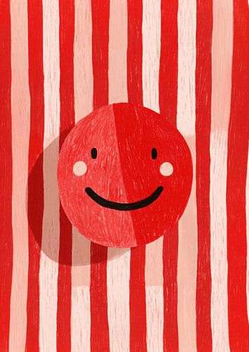 Rode smiley op gestreepte achtergrond