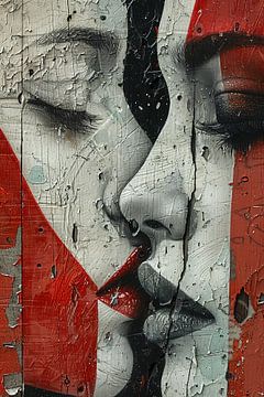 Abstract gezicht met emotionele tranen van Art & Soul Creations